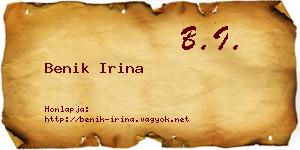 Benik Irina névjegykártya
